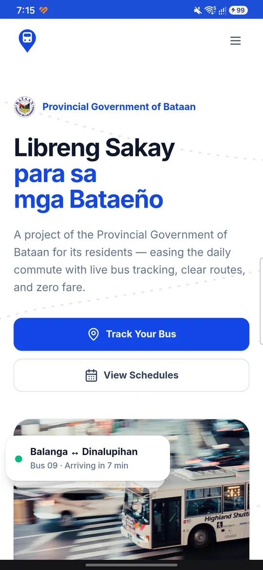 Passenger landing page
