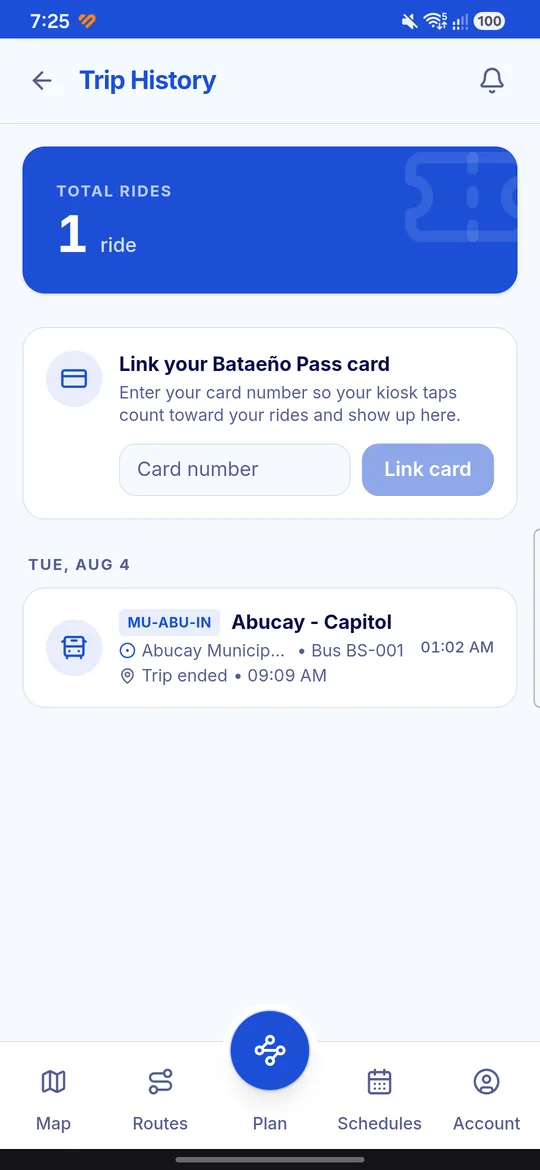 Trip history